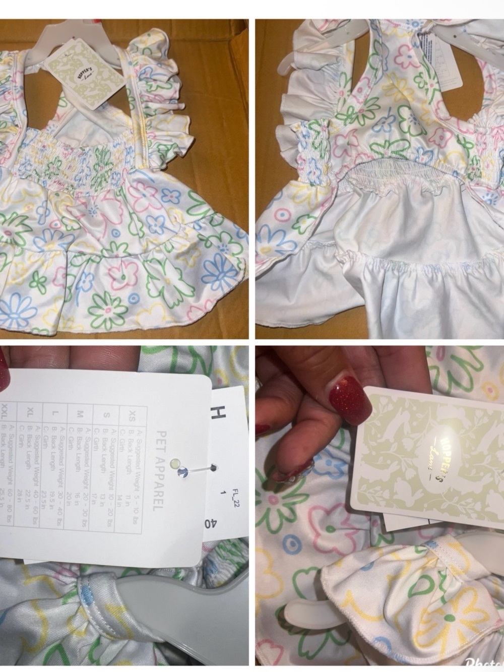 Dog Dress Size Small White Floral Ruffle